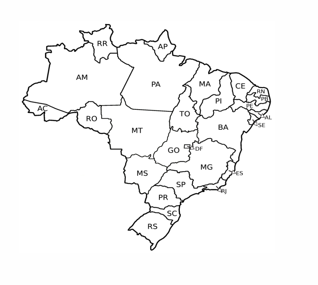 Mapa Do Brasil Para Colorir Regiões EDULEARN