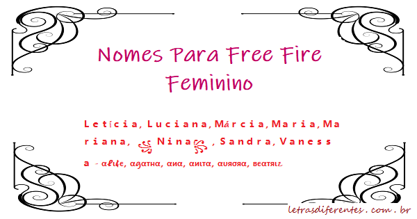 Nomes Para Free Fire Feminino