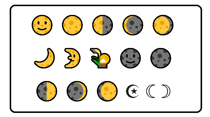 Fases da Lua em Emoji