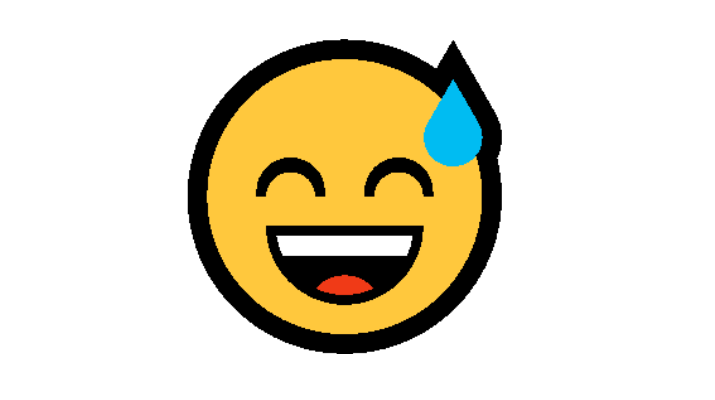Emoji Rosto Sorridente com boca aberta e suor frio