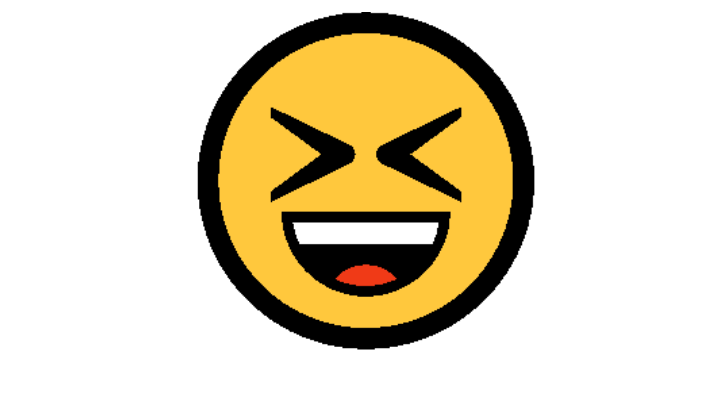 Emoji rosto sorridente com boca aberta e olhos fechados