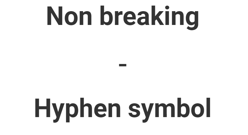 Non breaking Hyphen html