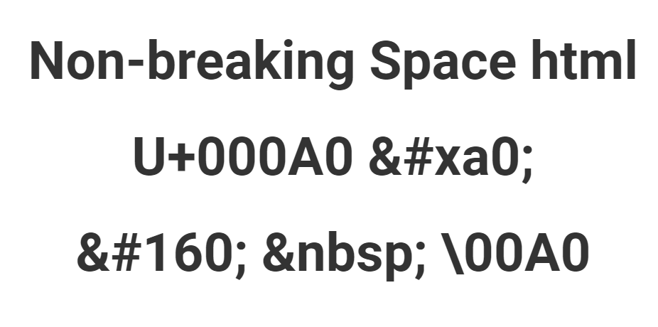 Non-breaking Space html